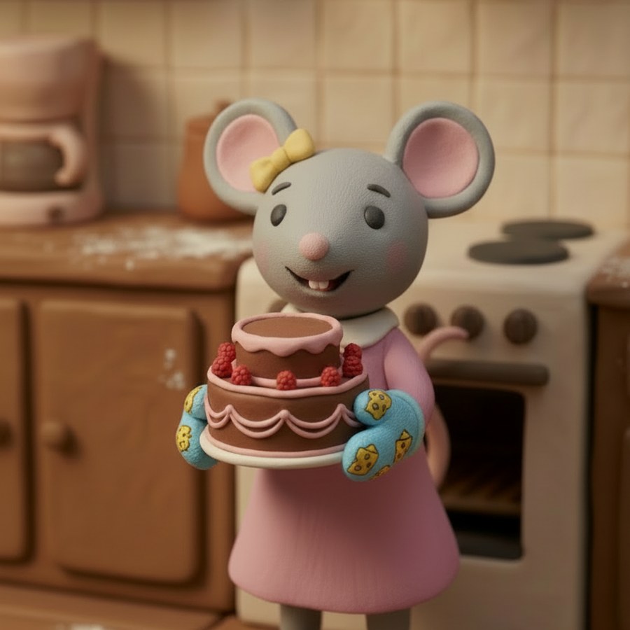 Mila présente le gâteau chocolaté aux framboises