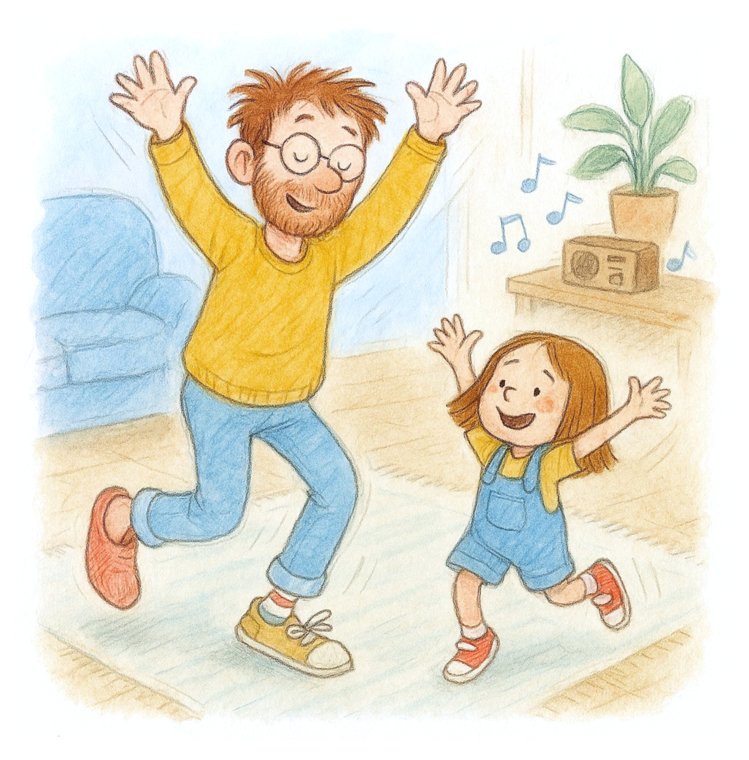 Papa saute de joie avec sa fille