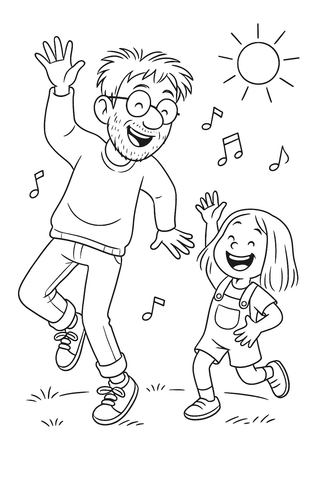 Coloriage : Papa et sa fille dansent