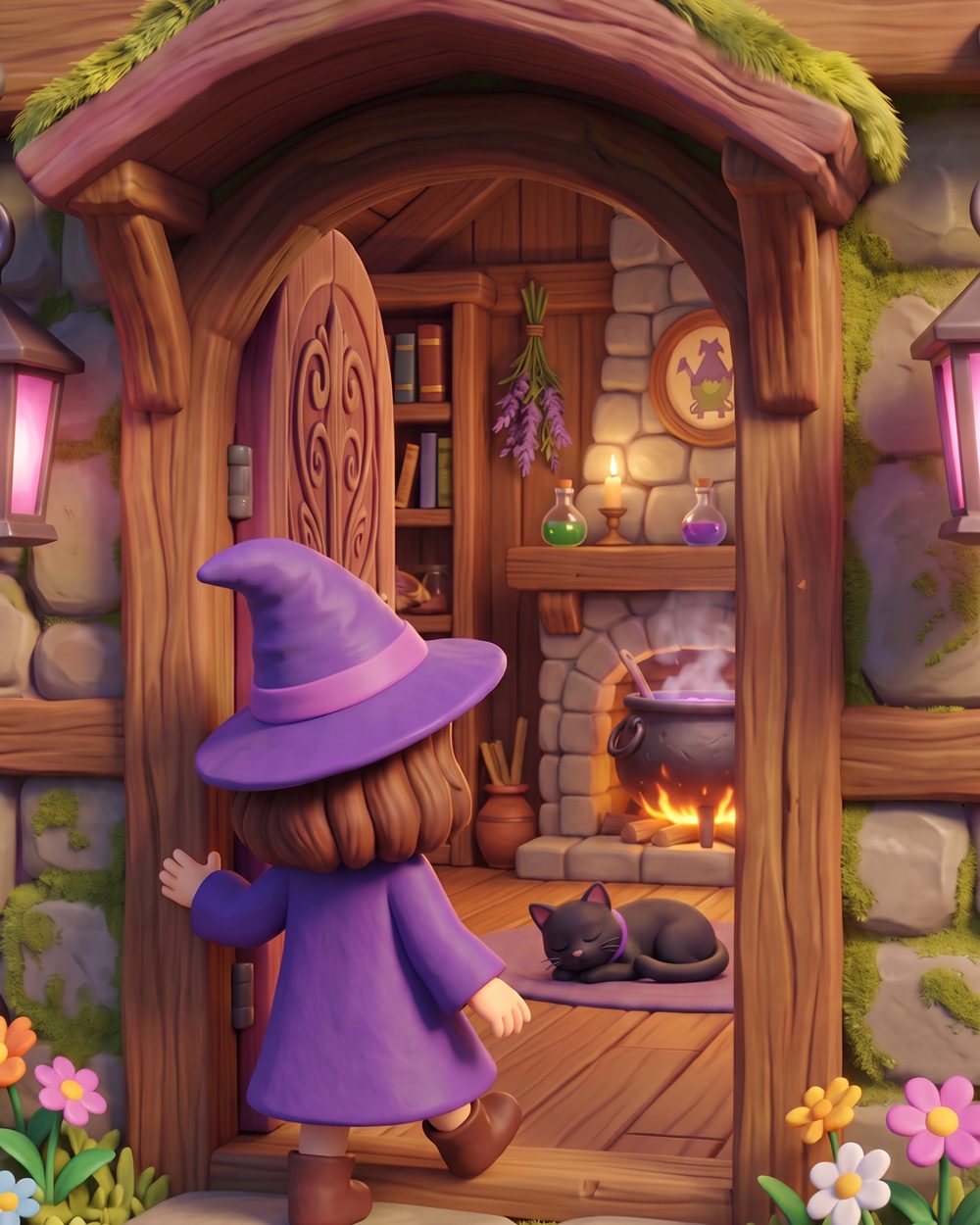 La petite sorcière entre dans la maison d'Ursuline