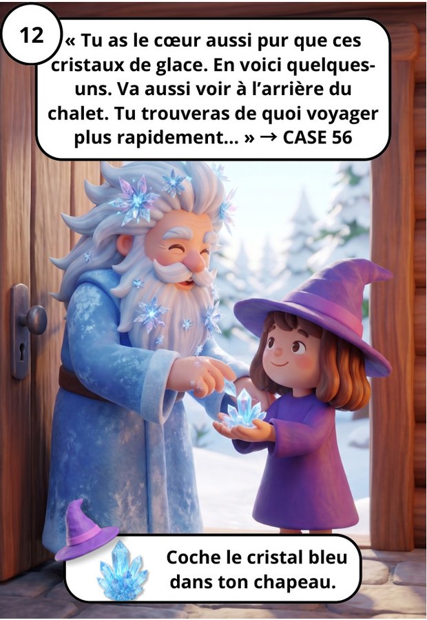 Le magicien des glaces offre un cristal à la petite sorcière